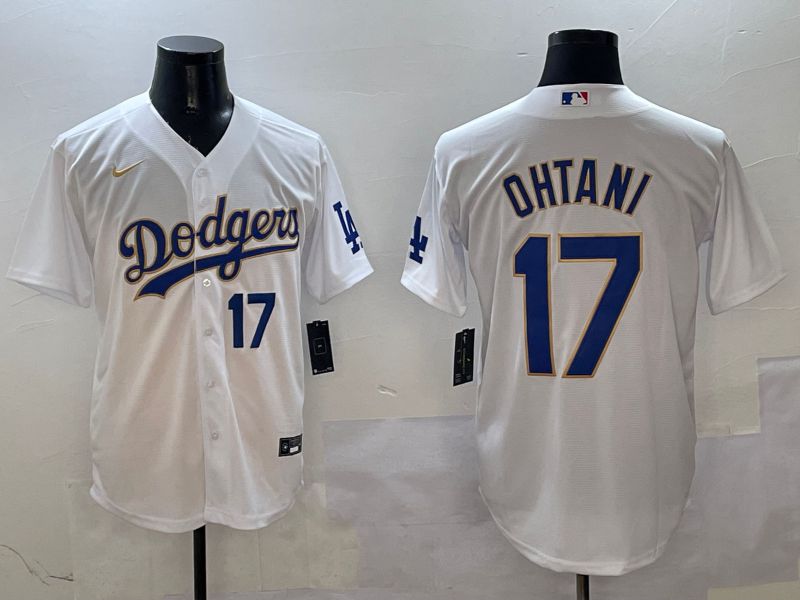 Men Los Angeles Dodgers 17 Ohtani White Blue Game 2025 Nike MLB Jersey style 4026